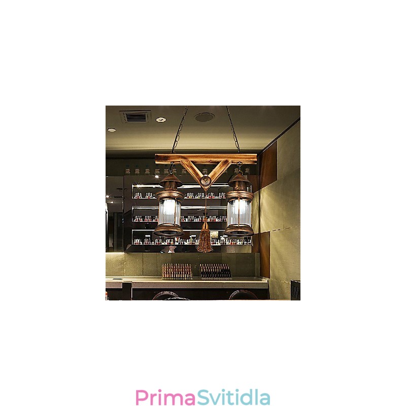 Rustikální Lodge Globe Vintage Retro Country Malba Kovový lustr pro designéry v mini stylu