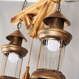 Rustikální Lodge Globe Vintage Retro Country Malba Kovový lustr pro designéry v mini stylu