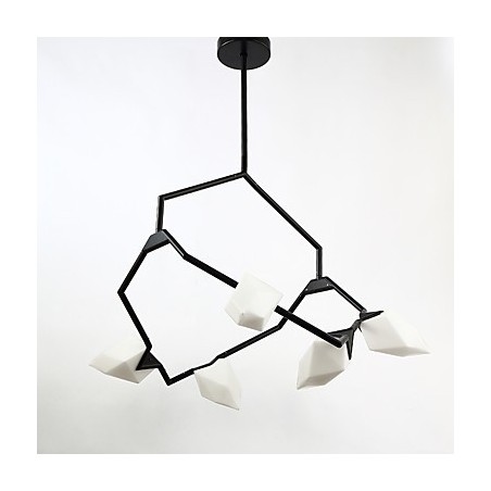 Pět lehkých sloupků moderního kovu se skleněnou broskvovou lustrovou lampou zdobí závěsnou lampu jídelny Pět lehkých sloupků moderního kovu se skleněnou broskvovou lustrovou lampou zdobí závěsnou lampu jídelny
