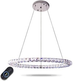 Moderní prstencové křišťálové závěsné svítidlo Moderní křišťálový lustr Stropní svítidlo vnitřní lampy stmívatelné dálkovým ovládáním