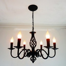 Umělecká elegance a moderní prvky pro interiérový kovový lustr se 6 žárovkami ve stylu svíčky
