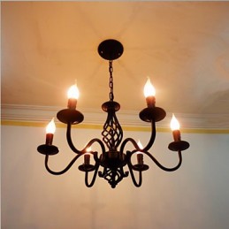 Umělecká elegance a moderní prvky pro interiérový kovový lustr se 6 žárovkami ve stylu svíčky