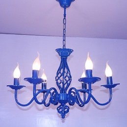 Umělecká elegance a moderní prvky pro interiérový kovový lustr se 6 žárovkami ve stylu svíčky