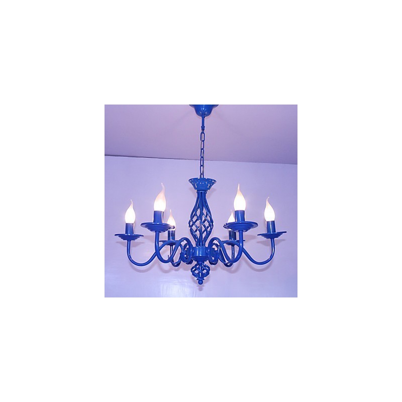 Umělecká elegance a moderní prvky pro interiérový kovový lustr se 6 žárovkami ve stylu svíčky