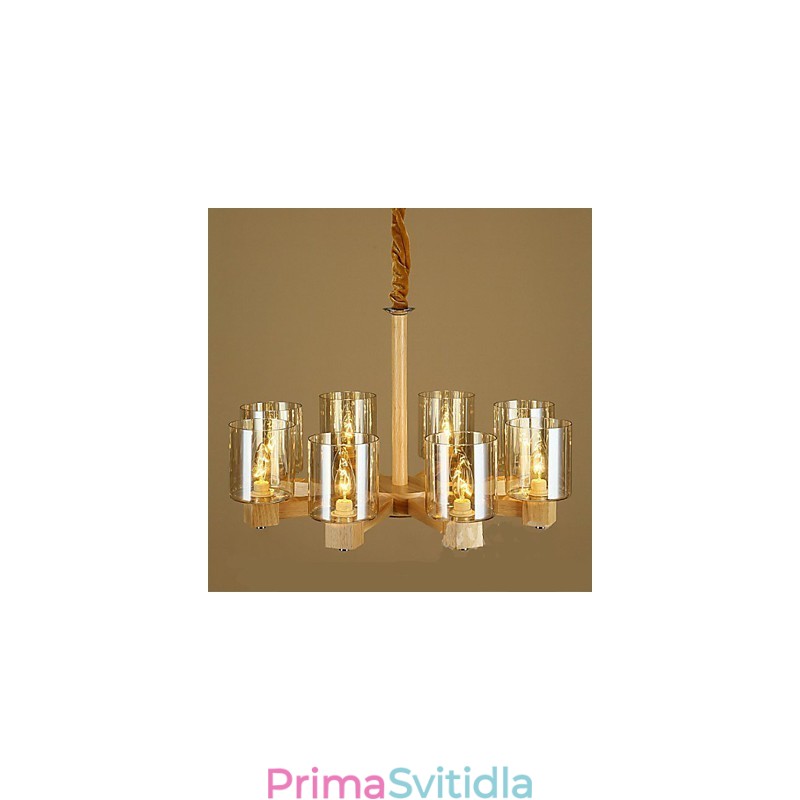 Módní závěsná lampa Stolní dřevěný skleněný kryt