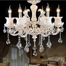 Závěsná křišťálová lampa se svíčkou ze zinkové slitiny evropského stylu