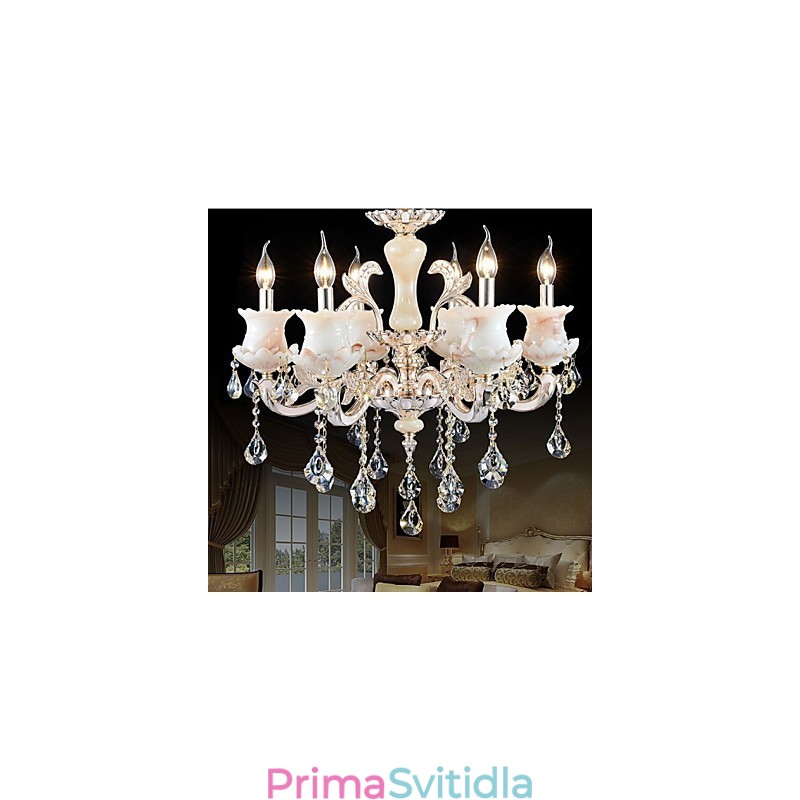 Závěsná křišťálová lampa se svíčkou ze zinkové slitiny evropského stylu