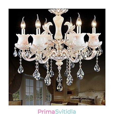 Závěsná křišťálová lampa se svíčkou ze zinkové slitiny evropského stylu Závěsná křišťálová lampa se svíčkou ze zinkové slitiny evropského stylu