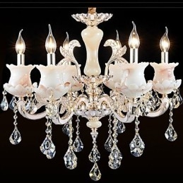 Závěsná křišťálová lampa se svíčkou ze zinkové slitiny evropského stylu