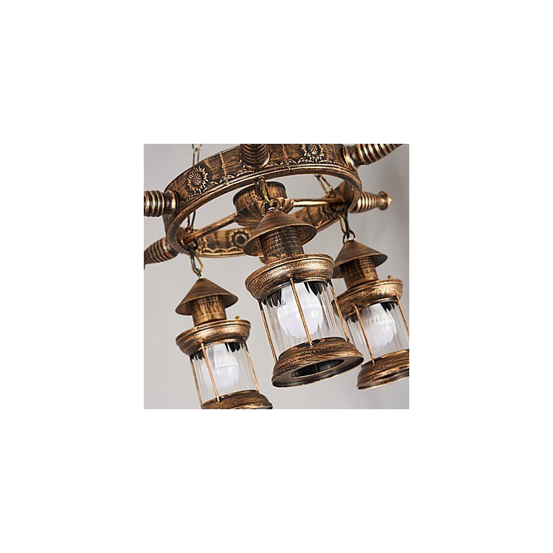 Rustic Lodge Vintage Retro Country Globe Malba pro designéry v mini stylu Kovový lustr