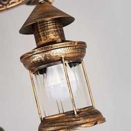 Rustic Lodge Vintage Retro Country Globe Malba pro designéry v mini stylu Kovový lustr