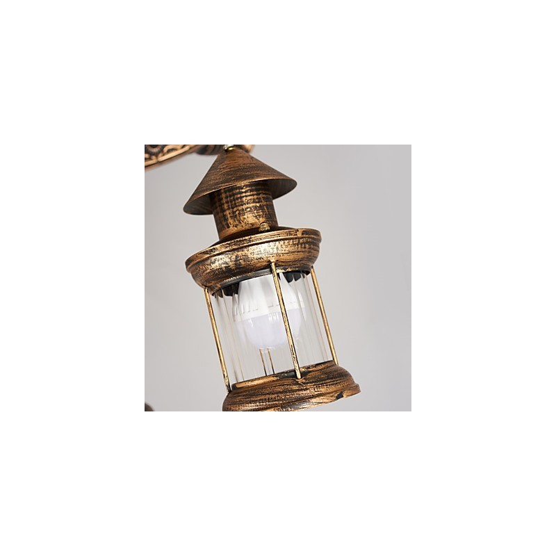 Rustic Lodge Vintage Retro Country Globe Malba pro designéry v mini stylu Kovový lustr