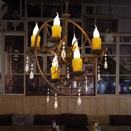 Rustic Lodge Vintage Retro Country Globe Malba pro designéry v mini stylu Kovový lustr