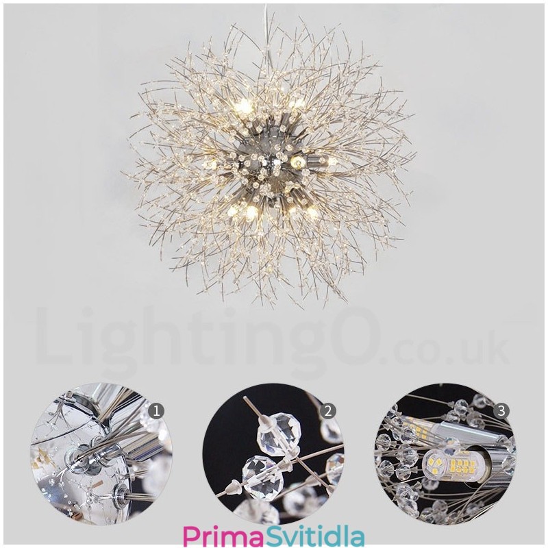 Ohňostroj Globe Pampeliška Chrome Feature Crystal Metal Luster