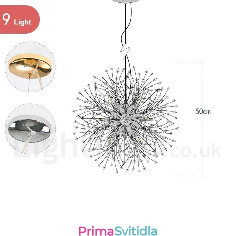 Ohňostroj Globe Pampeliška Chrome Feature Crystal Metal Luster