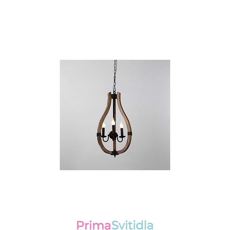 Tři lehké vintage malba Mini styl Dřevěný bambusový lustr Lampa ozdobná závěsná lampa