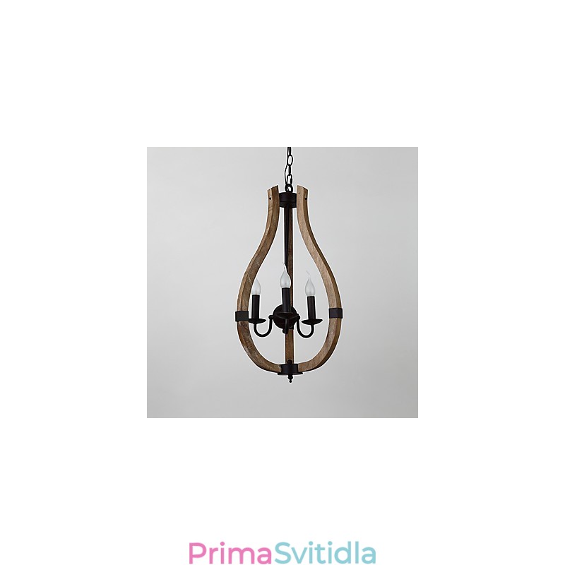 Tři lehké vintage malba Mini styl Dřevěný bambusový lustr Lampa ozdobná závěsná lampa