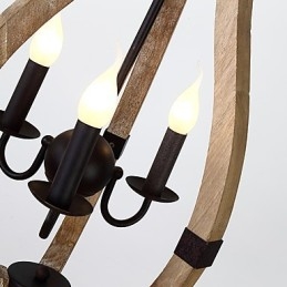 Tři lehké vintage malba Mini styl Dřevěný bambusový lustr Lampa ozdobná závěsná lampa
