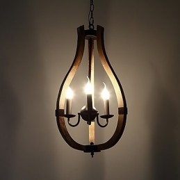 Tři lehké vintage malba Mini styl Dřevěný bambusový lustr Lampa ozdobná závěsná lampa