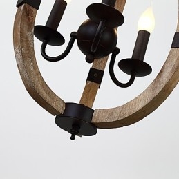 Tři lehké vintage malba Mini styl Dřevěný bambusový lustr Lampa ozdobná závěsná lampa