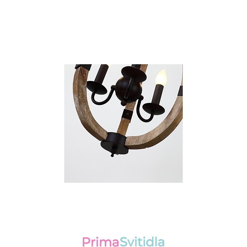 Tři lehké vintage malba Mini styl Dřevěný bambusový lustr Lampa ozdobná závěsná lampa