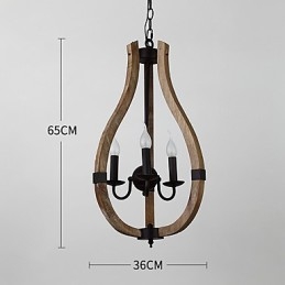 Tři lehké vintage malba Mini styl Dřevěný bambusový lustr Lampa ozdobná závěsná lampa