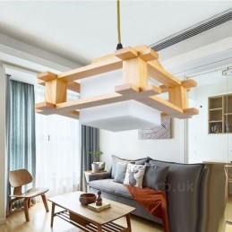 1 Závěsné svítidlo ze světlého dřeva Moderní moderní severský styl se skleněným stínidlem