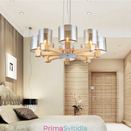 8 Světlé dřevo Moderní moderní závěsné svítidlo v severském stylu se skleněným stínidlem 8 Světlé dřevo Moderní moderní závěsné svítidlo v severském stylu se skleněným stínidlem
