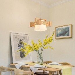 1 Závěsné svítidlo ze světlého dřeva Moderní moderní severský styl s látkovým stínidlem