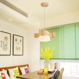 1 Závěsné svítidlo ze světlého dřeva Moderní moderní severský styl s látkovým stínidlem