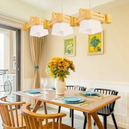 3 Závěsné svítidlo ze světlého dřeva Moderní moderní severský styl s látkovým stínidlem