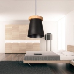 1 Závěsné svítidlo ze světlého dřeva Moderní moderní severský styl s železným stínidlem