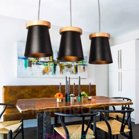 3 Závěsné svítidlo ze světlého dřeva Moderní moderní severský styl s železným stínidlem 3 Závěsné svítidlo ze světlého dřeva Moderní moderní severský styl s železným stínidlem