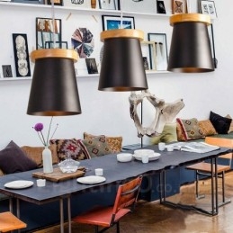 3 Závěsné svítidlo ze světlého dřeva Moderní moderní severský styl s železným stínidlem