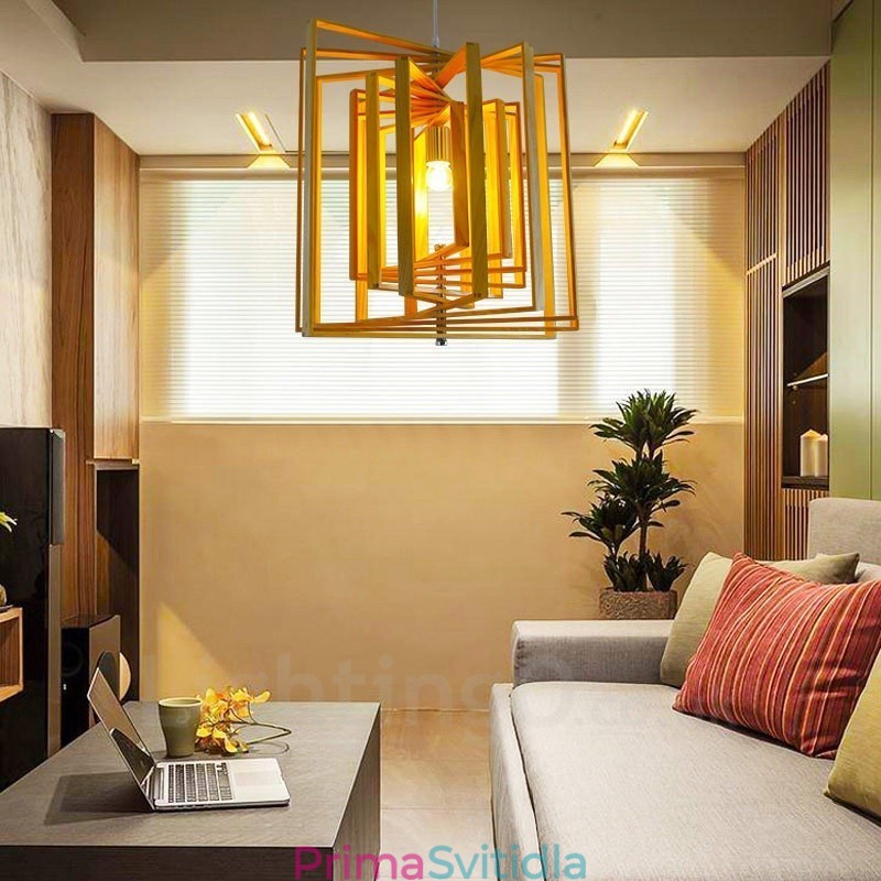 1 Závěsné svítidlo ze světlého dřeva Moderní moderní severský styl s dřevěným stínidlem