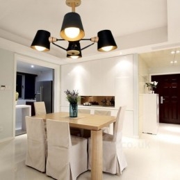 4 Závěsné svítidlo ze světlého dřeva Moderní moderní severský styl s železným stínidlem