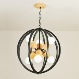 6 Light Iron Retro Vintage závěsné svítidlo s Iron Shade