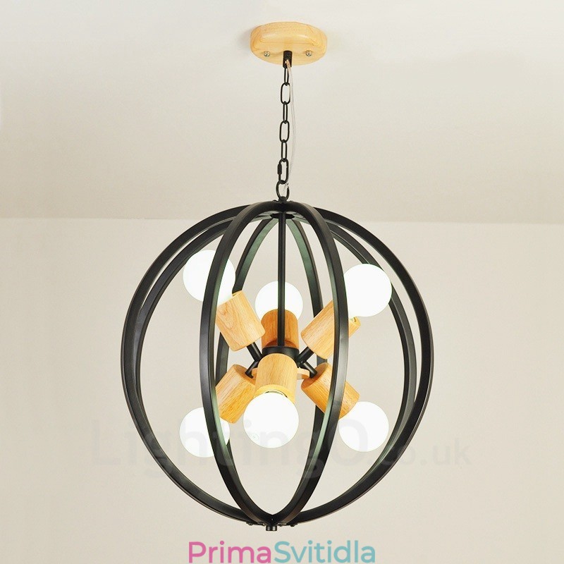 6 Light Iron Retro Vintage závěsné svítidlo s Iron Shade
