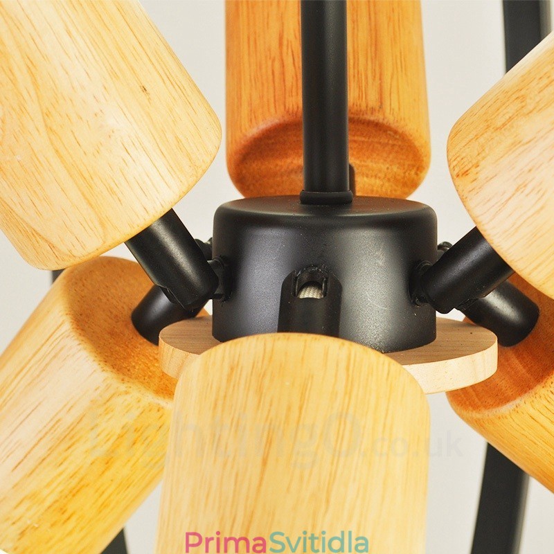 6 Light Iron Retro Vintage závěsné svítidlo s Iron Shade