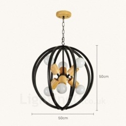 6 Light Iron Retro Vintage závěsné svítidlo s Iron Shade