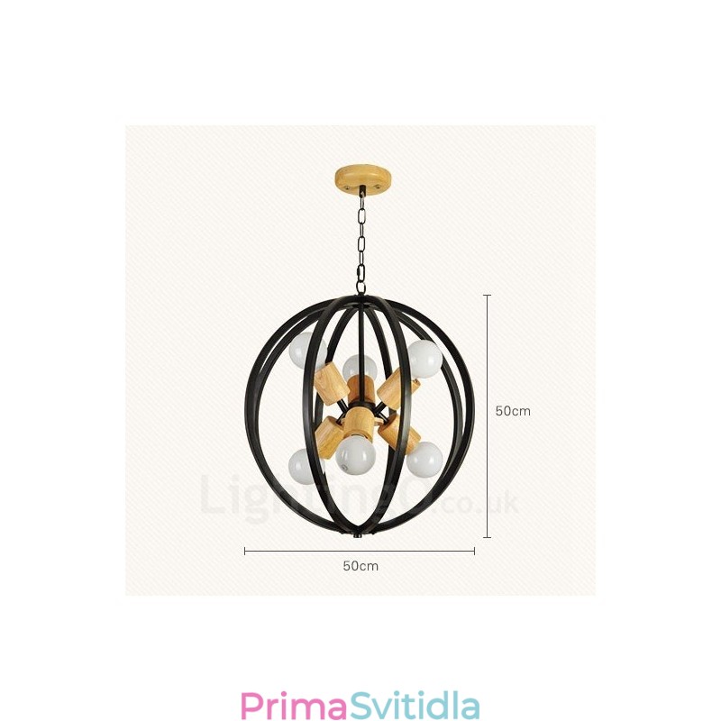 6 Light Iron Retro Vintage závěsné svítidlo s Iron Shade