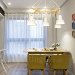 5 moderní závěsné svítidlo ze světlého dřeva s železným stínidlem