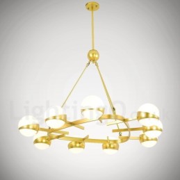 9 lehkých moderních moderních stropních svítidel v severském stylu Měděný lustr se zlatým a bílým kuličkovým skleněným stínidlem