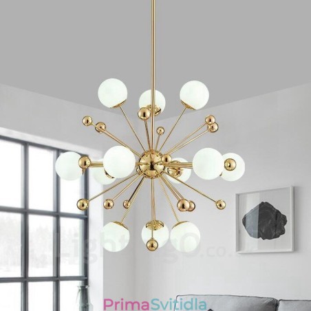 12 světlých moderních současných stropních svítidel Měděný lustr s bílým kuličkovým skleněným stínidlem 12 světlých moderních současných stropních svítidel Měděný lustr s bílým kuličkovým skleněným stínidlem