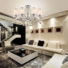 Moderní moderní křišťálový chromový kovový lustr