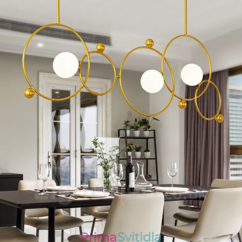 3 lehká moderní moderní stropní svítidla Měděný lustr s bílým kuličkovým skleněným stínidlem