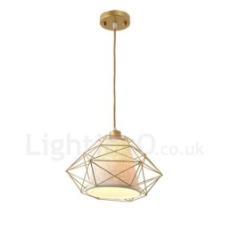 1 lehké retro vintage černé železné závěsné svítidlo s látkovými stínidly