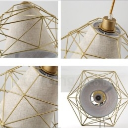 1 lehké retro vintage černé železné závěsné svítidlo s látkovými stínidly