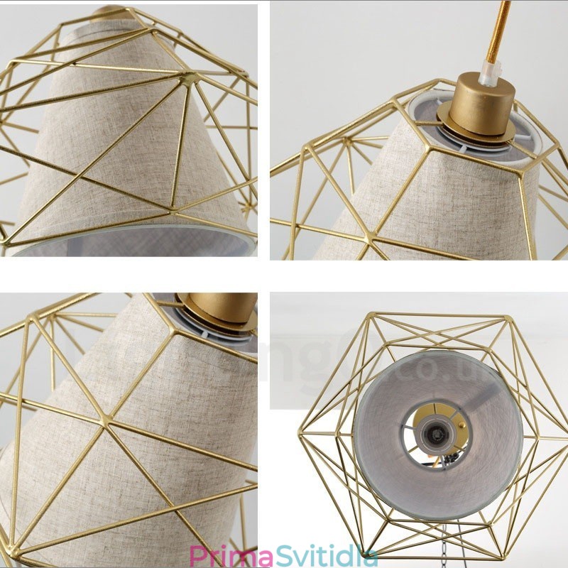 1 lehké retro vintage černé železné závěsné svítidlo s látkovými stínidly