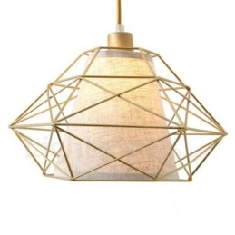 1 lehké retro vintage černé železné závěsné svítidlo s látkovými stínidly